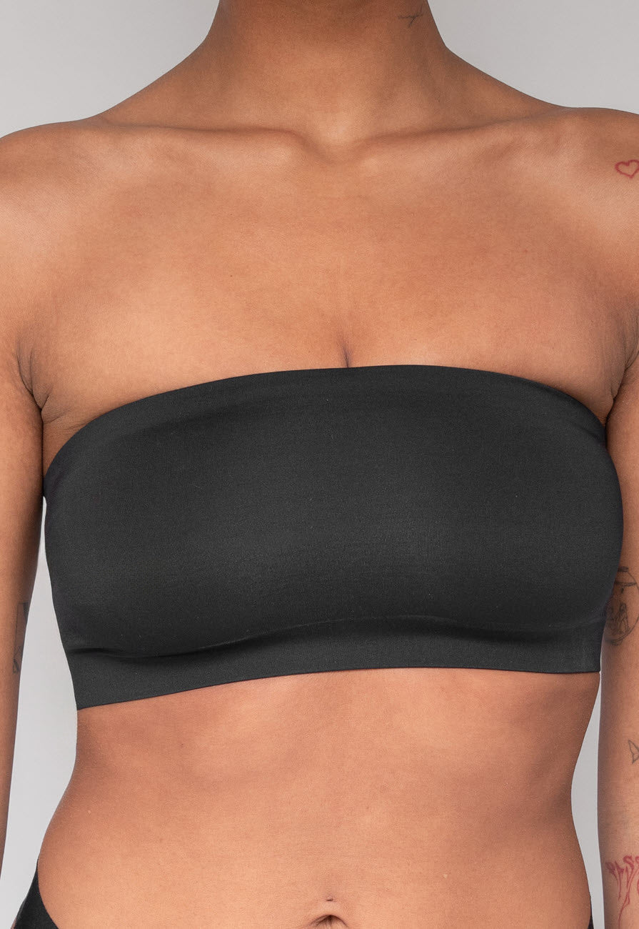Zwarte Stretchy Bandeau Top met Anti-Slip Rand