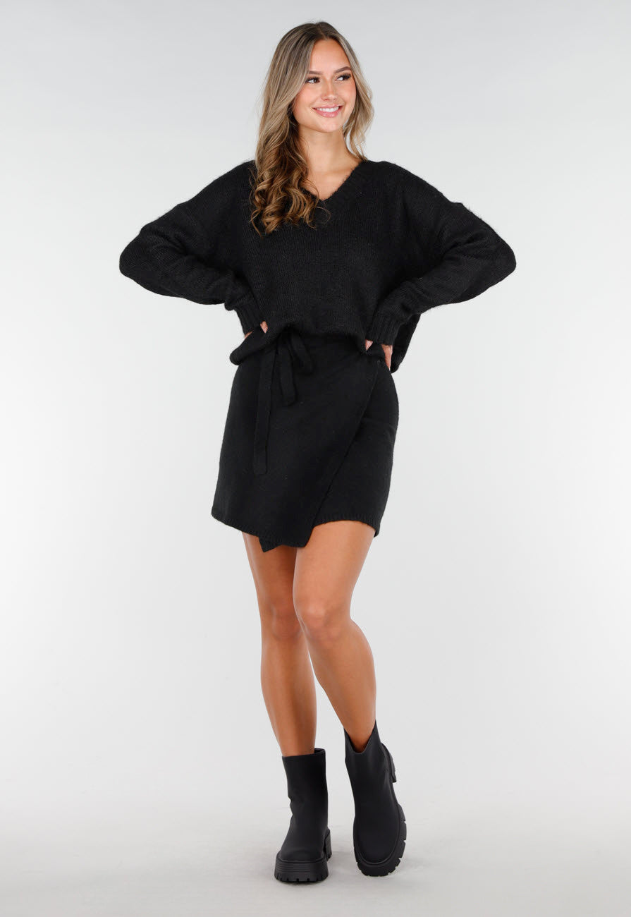 Zwarte Enkellaarsjes met Chunky Zool en Ritsdetail
