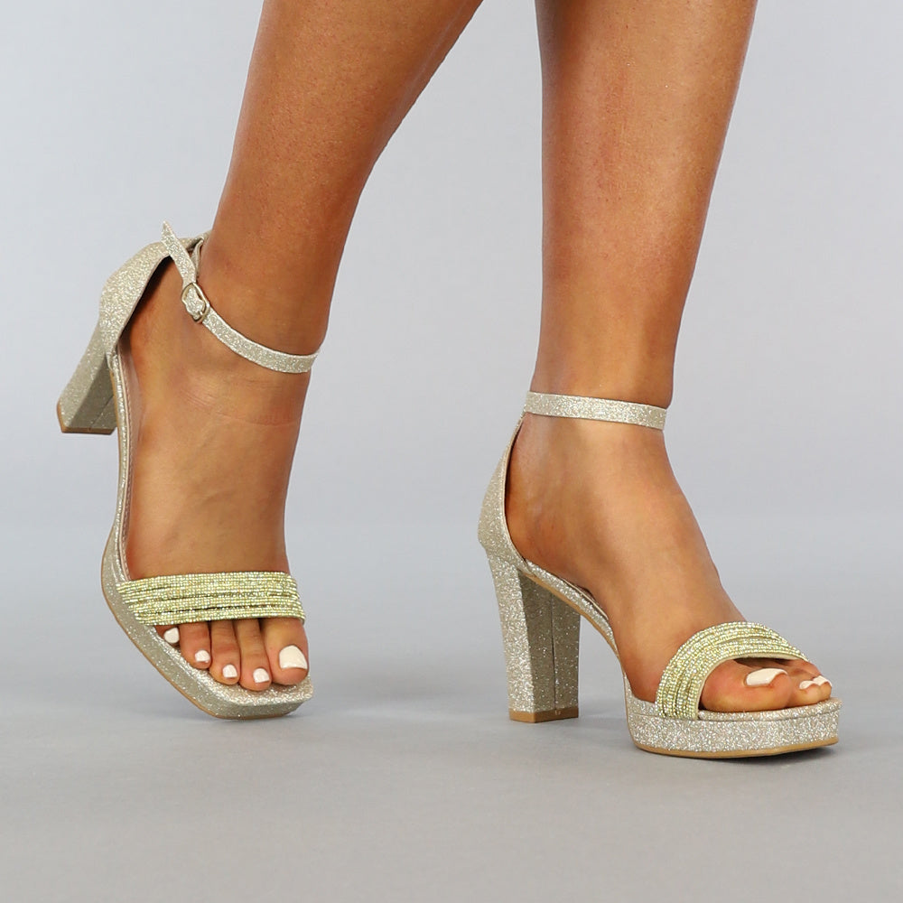 Gouden Glam Sandaletten met Strass