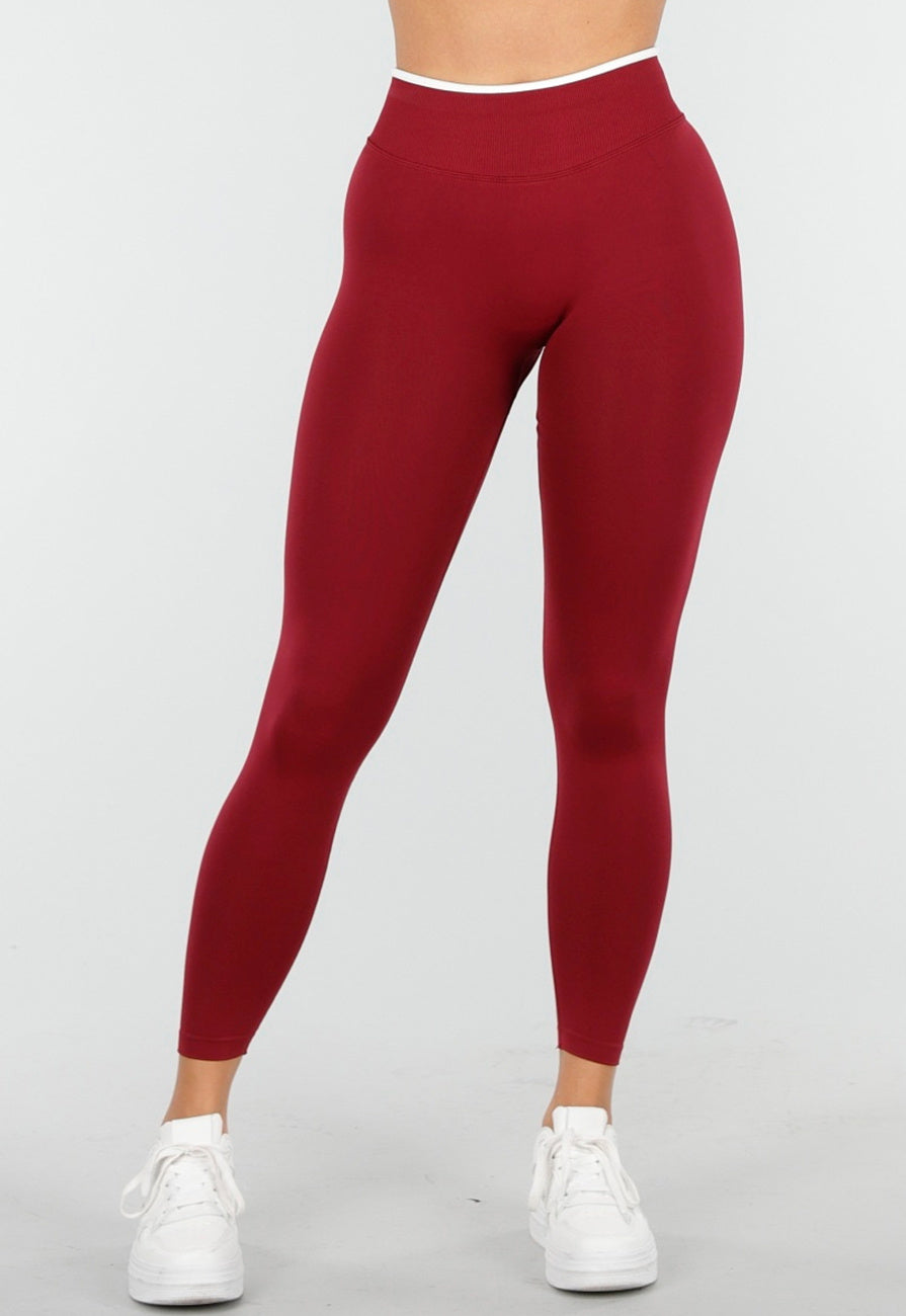 Bordeaux Sportlegging met Hoge Taille en Stretch