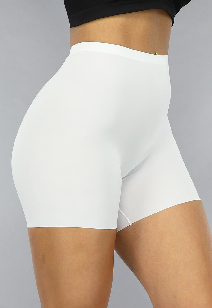 Witte Corrigerende Naadloze Biker Short met Hoge Taille