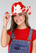 Rode Cowboyhoed met Koeienprint van Faux Fur
