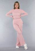Gesmokte Stretch Two Piece in Roze