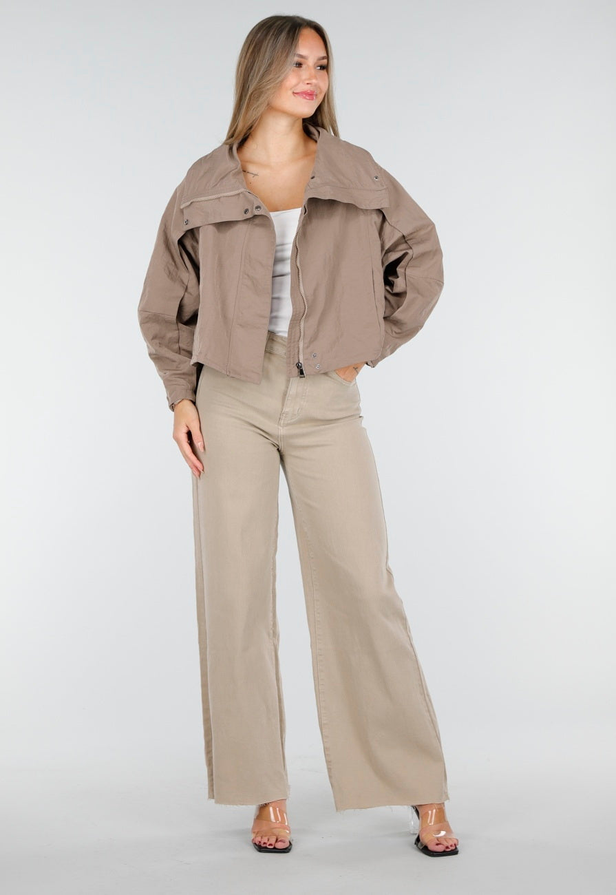 Beige Jeans met Wijde Pijpen