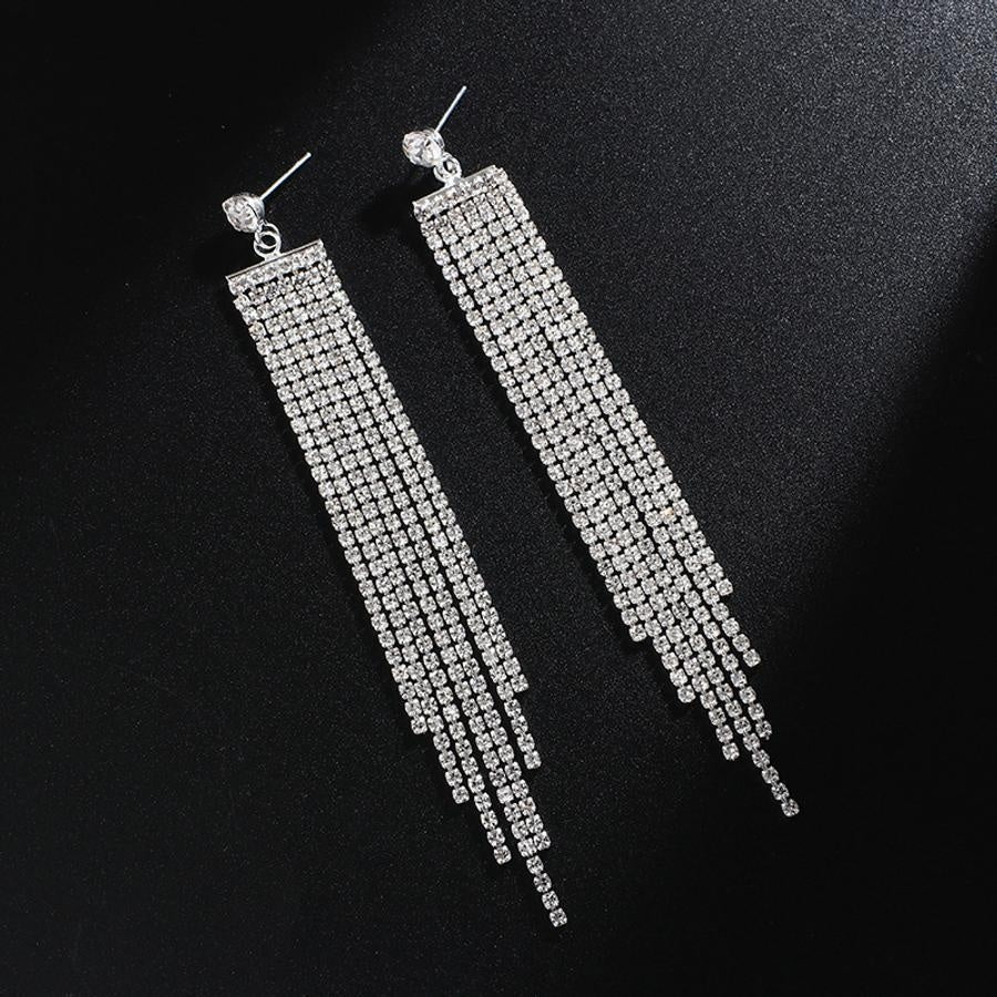 Zilveren Waterval Oorbellen met Strass