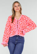Roze Trui met Oranje Panterprint en Striksluiting