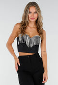 Zwarte Push Up Strass Bustier