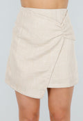 Beige Geweven Asymmetrische Rok met Overslag