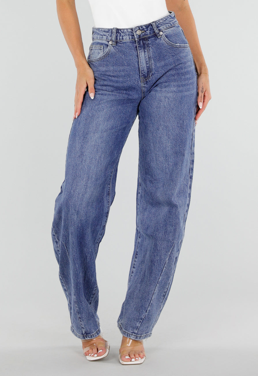 NEW290726 Blauwe Barrel Jeans met Lichte Stretch