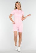 Lichtroze Sportset met Korte Mouwen Jasje en Shaping Short met Hoge Tailleband