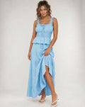 Lichtblauwe Two Piece Set met Ruches en Stretch