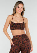 Bruine Sporttop met Leopardprint en Pads
