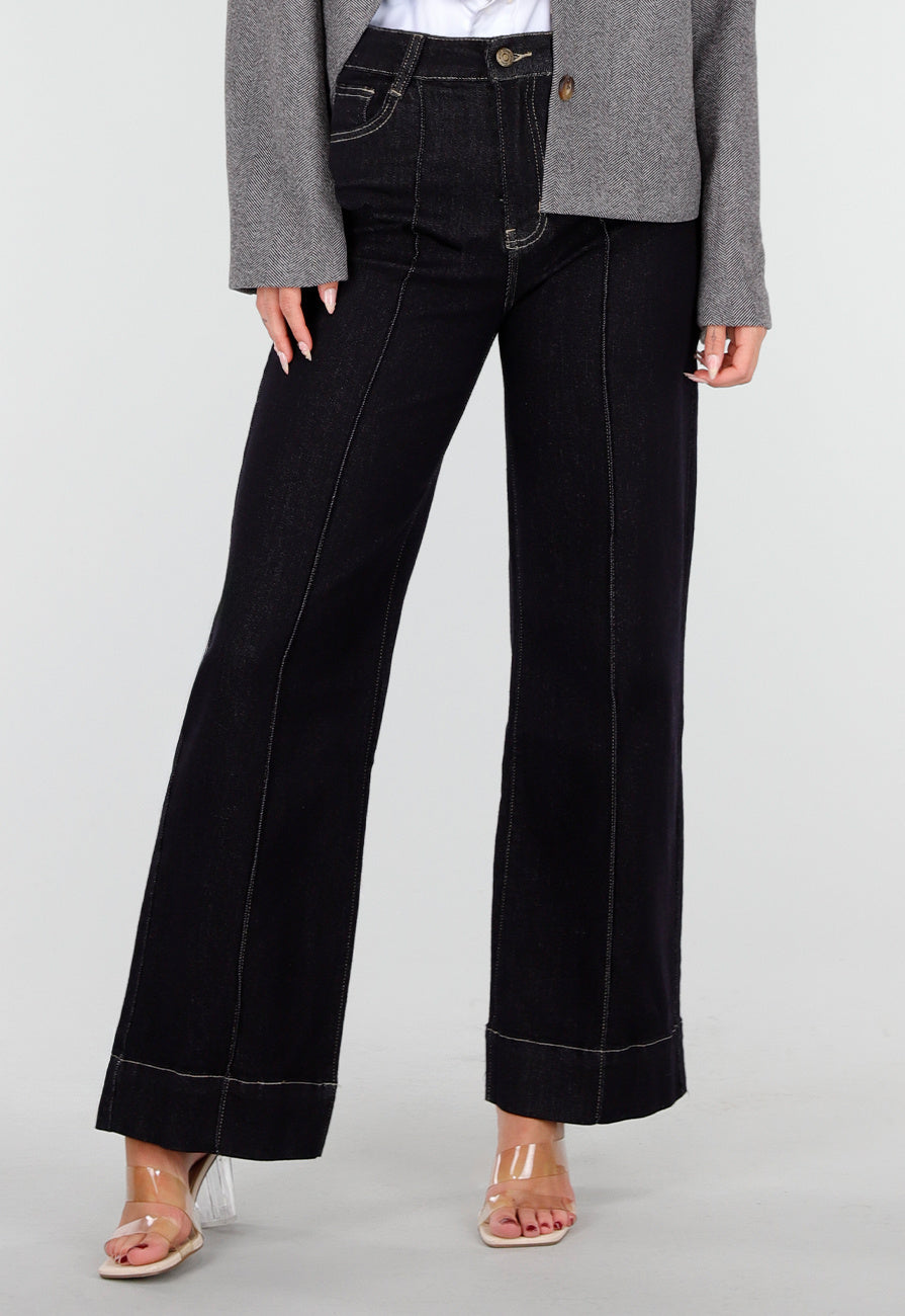 Donkerblauwe Jeans met Stretch en Rechte Pijpen