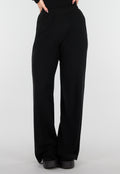 Zwarte Zachte Stretch Broek met Rechte Pijpen