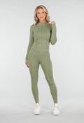 Groene Sportset met Strakke Legging en Sportjack