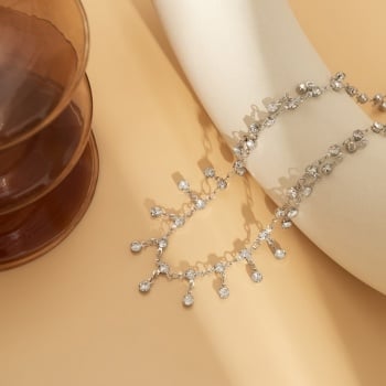 Zilveren Bodychain met Strass Bedeltjes