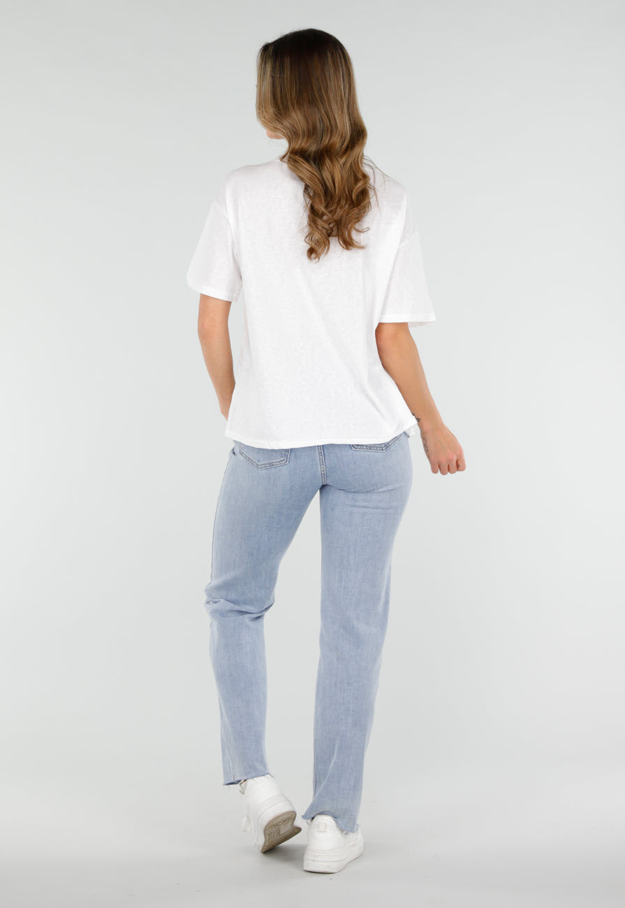 Wit Basic T-Shirt met V-Hals