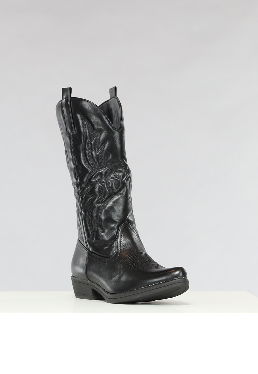 Zwarte Lederlook Cowboylaarzen