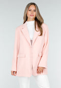 Lichtroze Oversized Blazer met Knoopsluiting en Reverskraag
