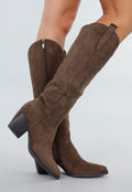 Bruine Suède Cowboyboots met Hak