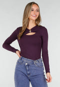 Paarse Top met Cut Out Detail
