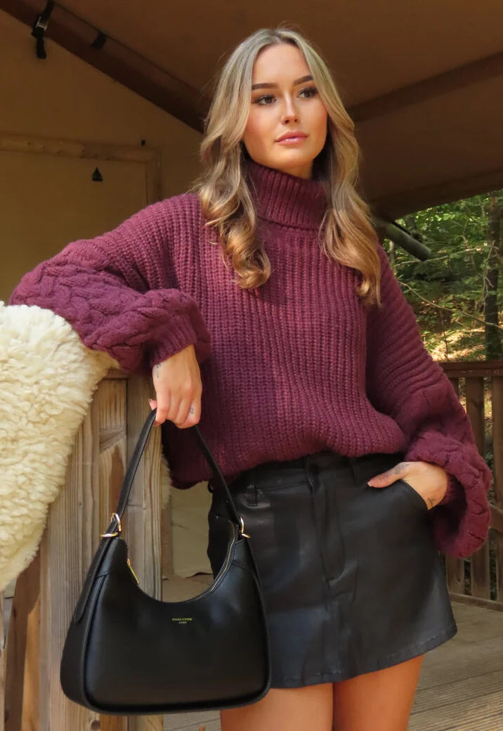 Chic Contrast: Knit & Leather