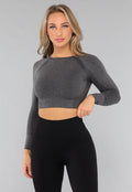 Donkergrijze Korte Longsleeve Sporttop