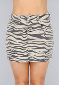 Denim Stretch Zebraprint Rok