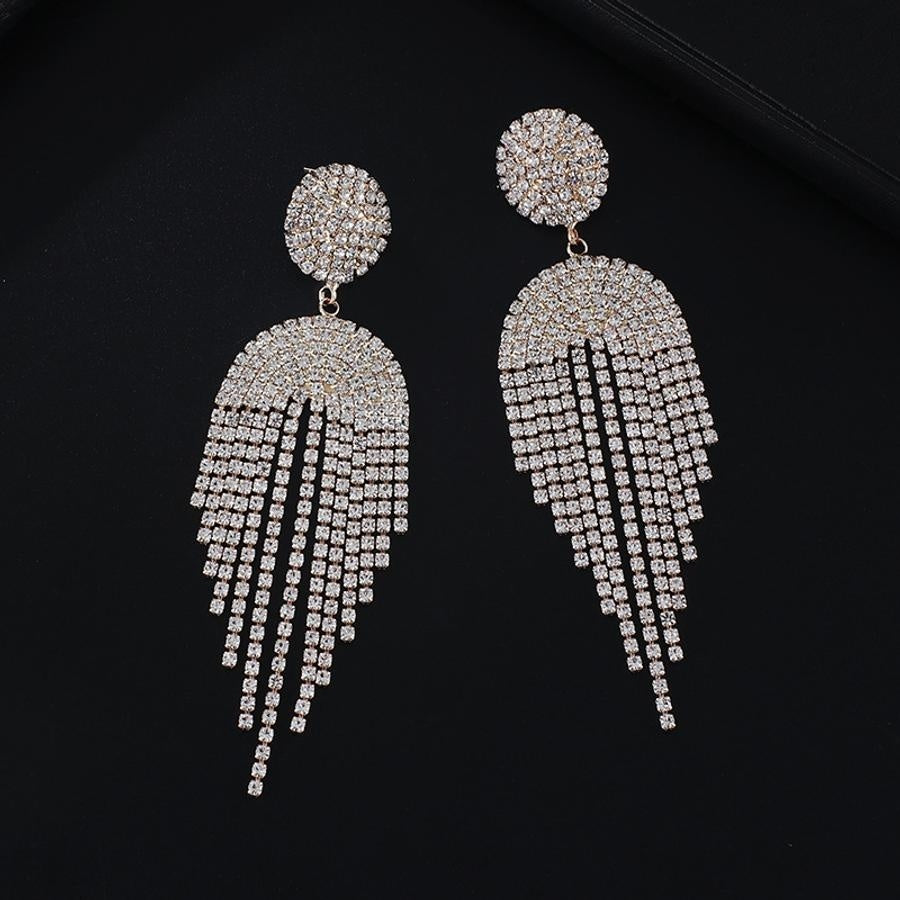 Goudkleurige Oorhangers met Strass