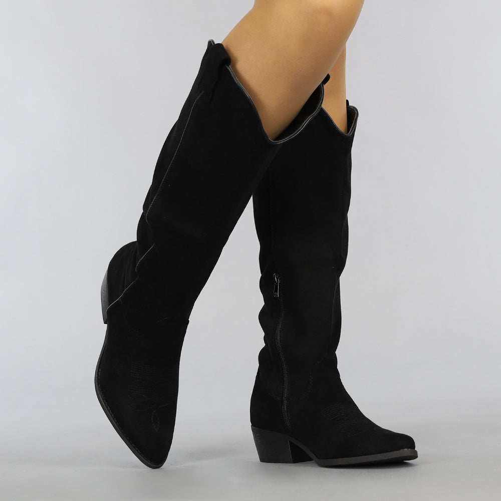 Zwarte Suède-Look Cowboylaarzen