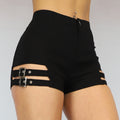 Zwart High Waist Broekje met Riempjes