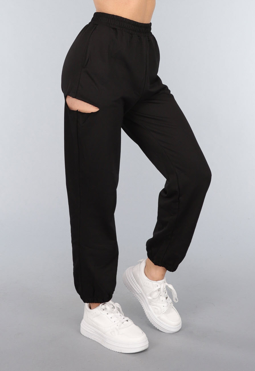 Zwarte Joggingbroek met Cutout
