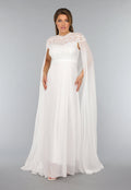 Witte Lange Trouwjurk met Chiffon Mouwen