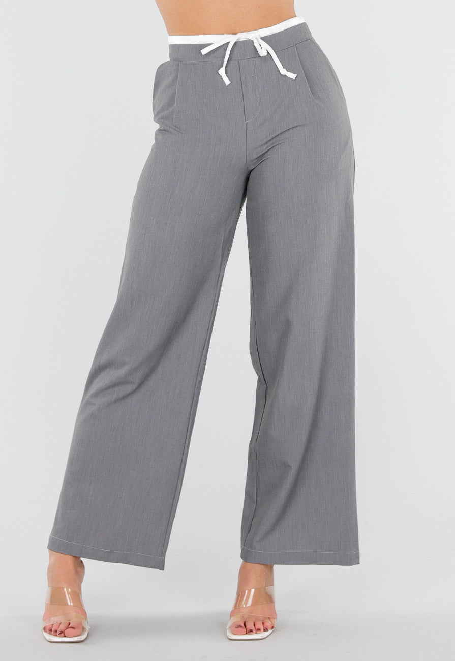 Grijze Pantalon met Stretch en Trekkoord Taille