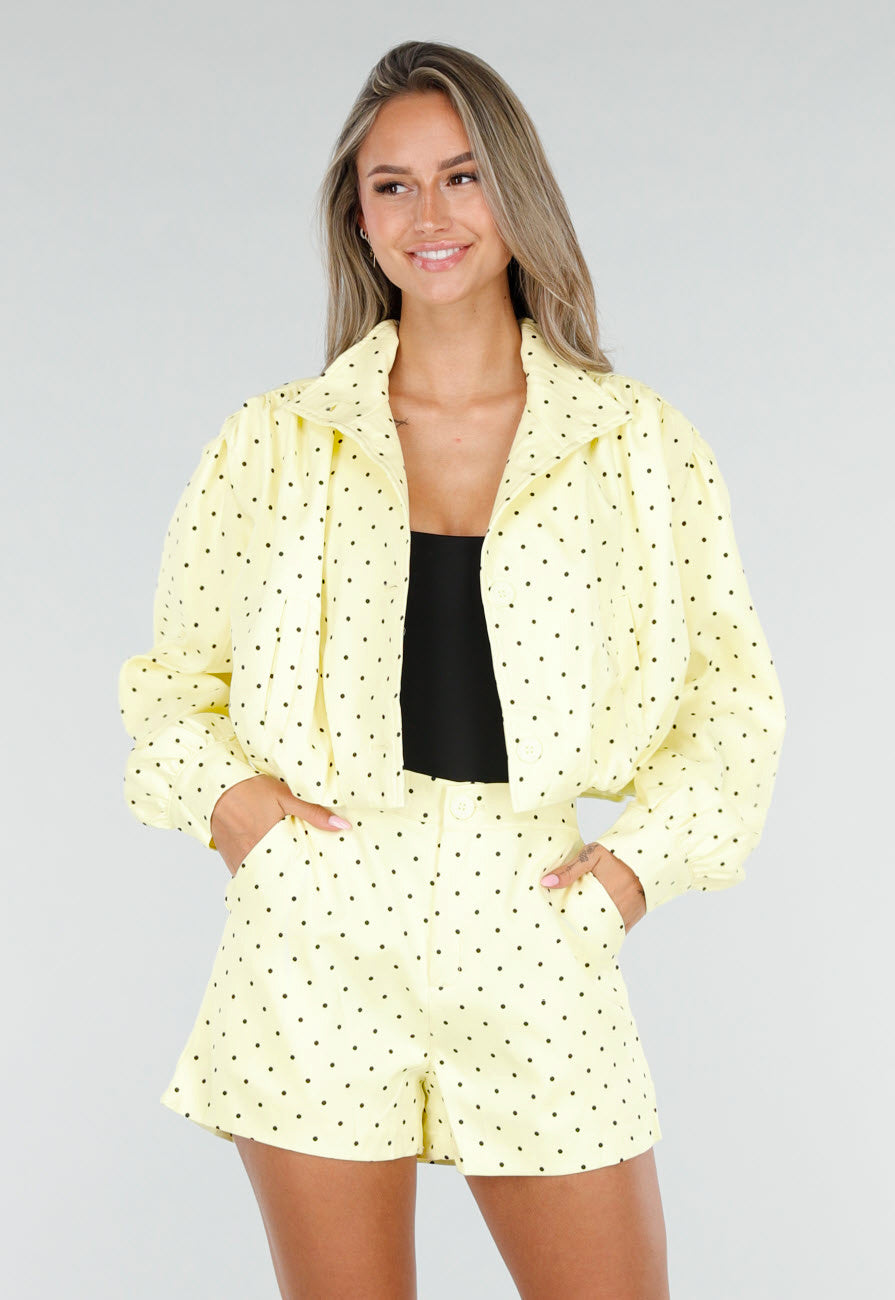 Pastelgele Polkadot Two Piece Set met Jack en Short