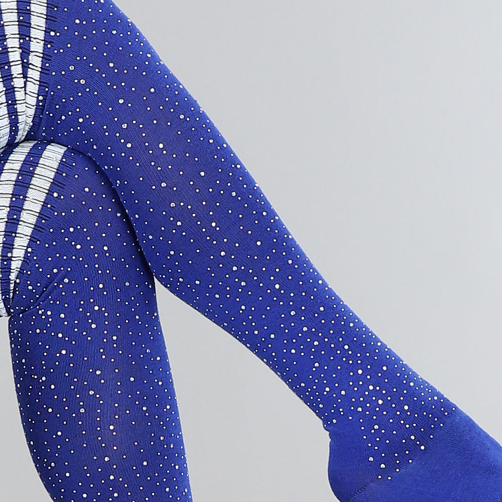 Blauwe Strass Sokken met Witte Strepen