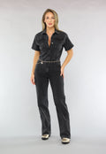 Redial Jeans Zwarte Straight Leg Jeans Jumpsuit met Korte Mouwen