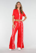 Rode Two-Piece Set met Vestje en Wijde Pijpen