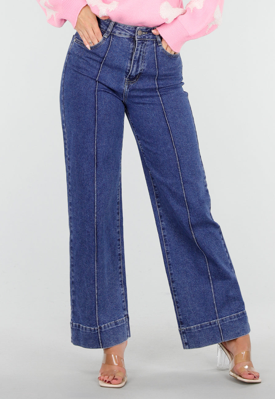 Blauwe Jeans met Stretch en Rechte Pijpen