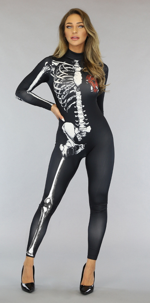 Aansluitend Skelet Jumpsuit