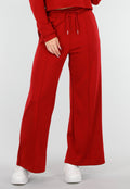 Bordeauxrode Broek met Wijde Pijpen en Elastische Taille