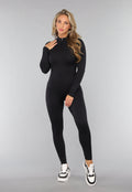 Zwarte Aansluitende Jumpsuit met Ritssluiting