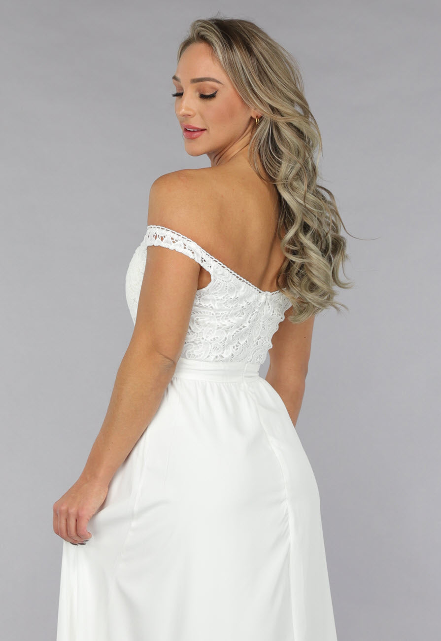 Witte Off Shoulder Bruidsjurk met Pads