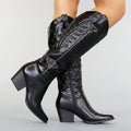 Hoge Zwarte Cowboylaarzen met Stiksels