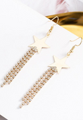 Gouden Sterren Oorbellen met Strass Fringe