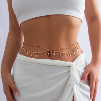 Gouden Heup Bodychain met Sterretjes