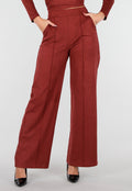 Rode Suede Pantalon met Stretch Taille