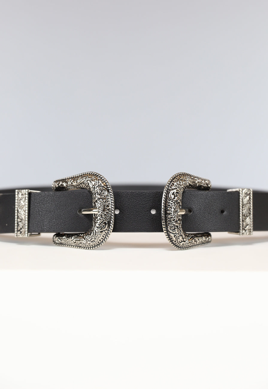 Zwarte Riem met Dubbele Gesp