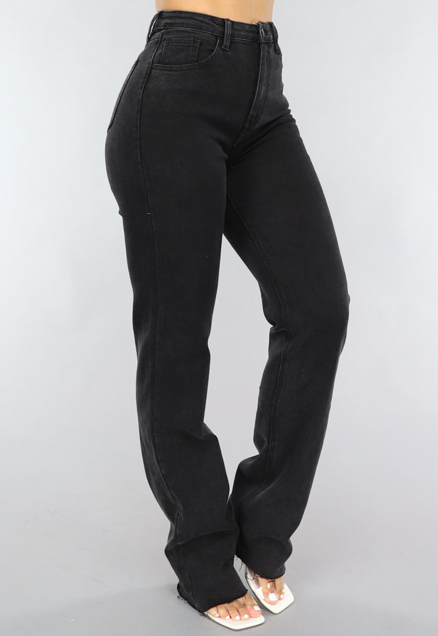 Redial Jeans Zwarte Lange Straight Leg Tall Jeans met Stretch