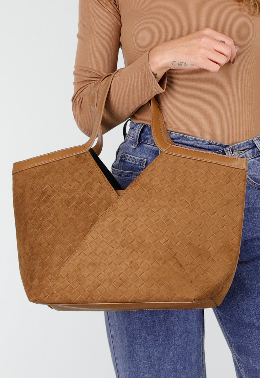 Woven Shopper Tas met Dubbele Hengsels